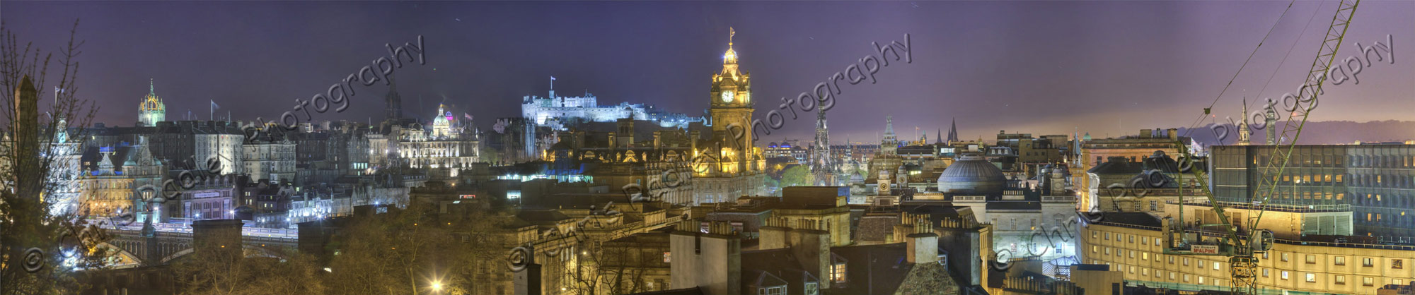 Calton Hill Edinburgh night panoramic