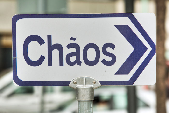Chaos this way funny sign