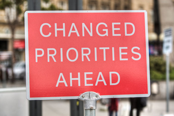Changed Priorities Ahead Funny Sign