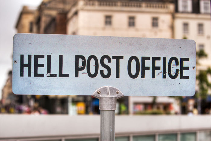 Hell Post Office funny sign