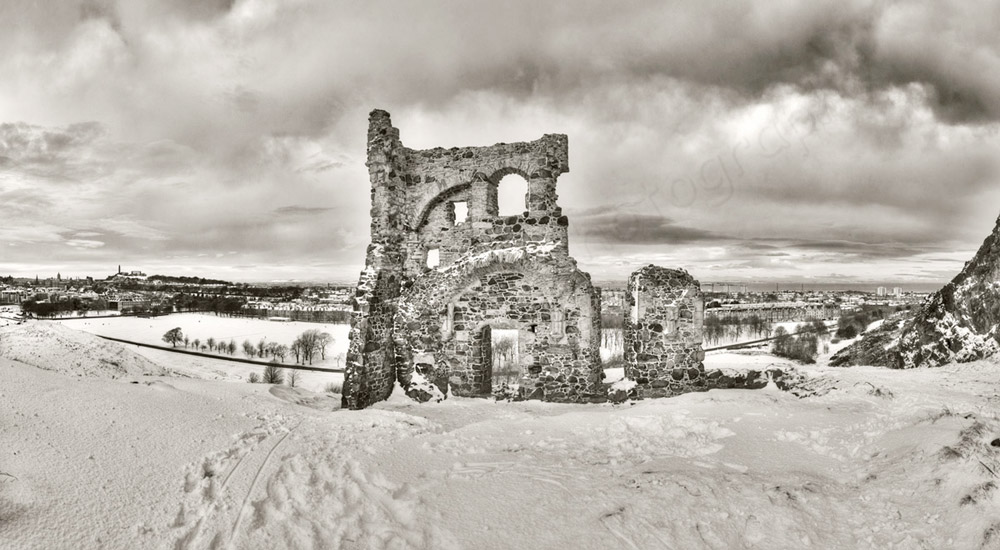 Athurs Seat Edinburgh Snow Panoramic